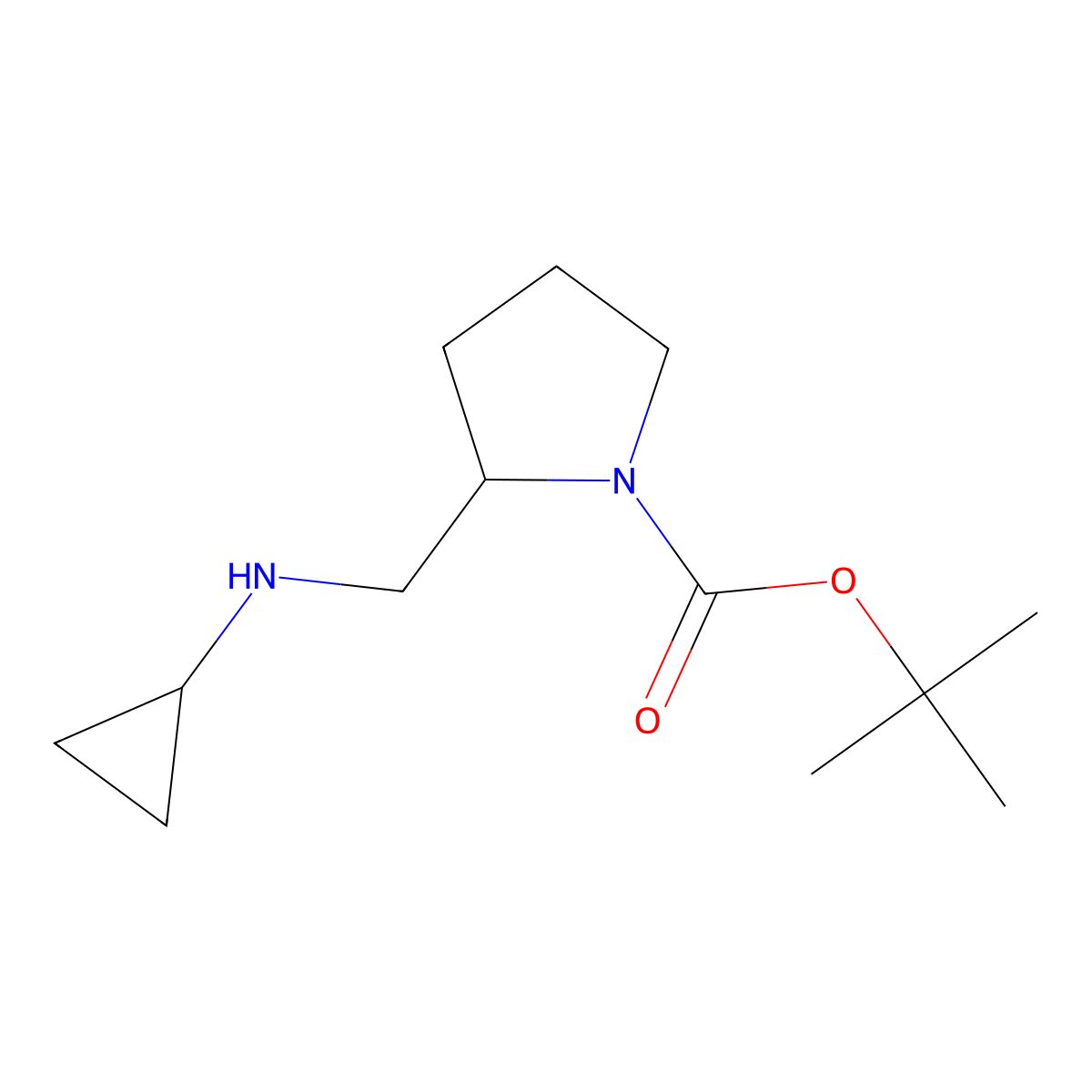 Tert-butyl 2-[(cyclopropylamino)methyl]pyrrolidine-1-carboxylate molecular structure, CAS 1289387-44-5