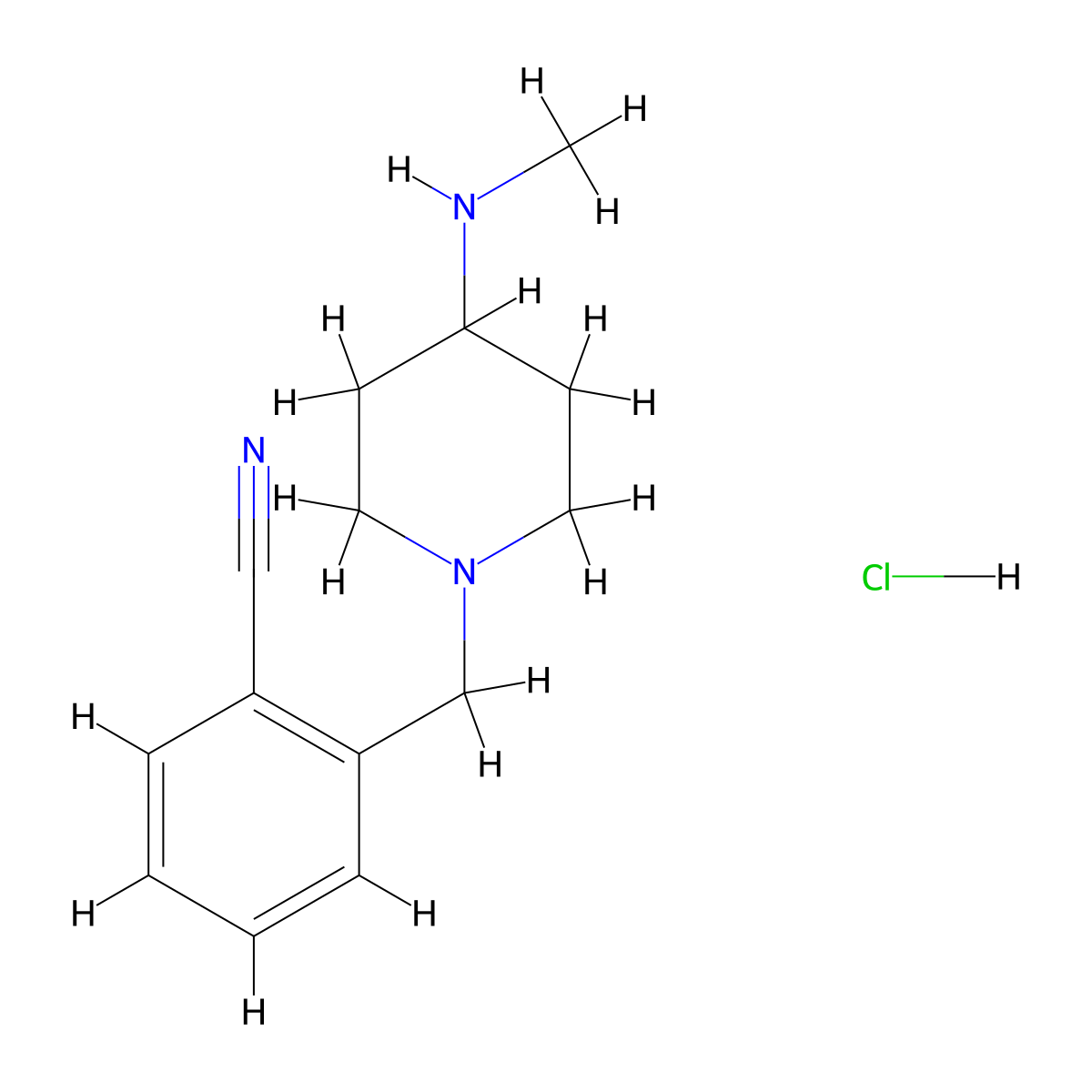 2-((4-(Methylamino)piperidin-1-yl)methyl)benzonitrile hydrochloride molecular structure, CAS 1289387-45-6