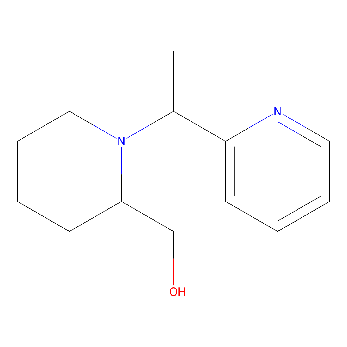 (1-(1-(Pyridin-2-yl)ethyl)piperidin-2-yl)methanol molecular structure, CAS 1289387-51-4