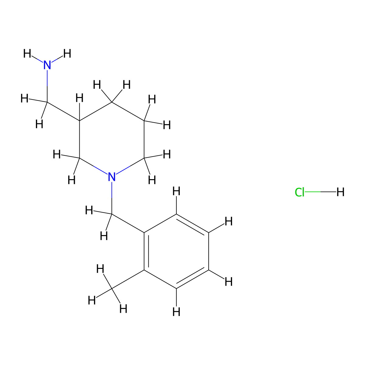 (1-(2-Methylbenzyl)piperidin-3-yl)methanamine hydrochloride molecular structure, CAS 1289387-56-9