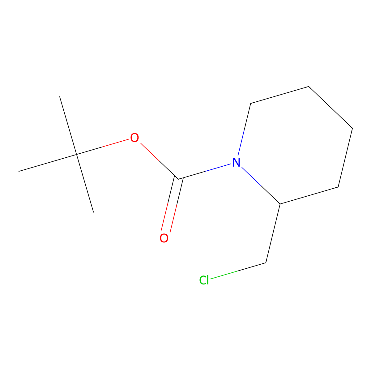 tert-Butyl 2-(chloromethyl)piperidine-1-carboxylate molecular structure, CAS 1289387-67-2