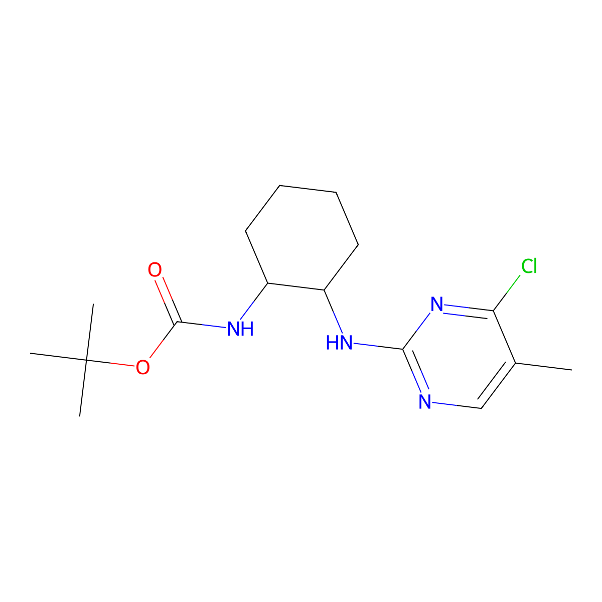 tert-Butyl (2-((4-chloro-5-methylpyrimidin-2-yl)amino)cyclohexyl)carbamate molecular structure, CAS 1289387-79-6