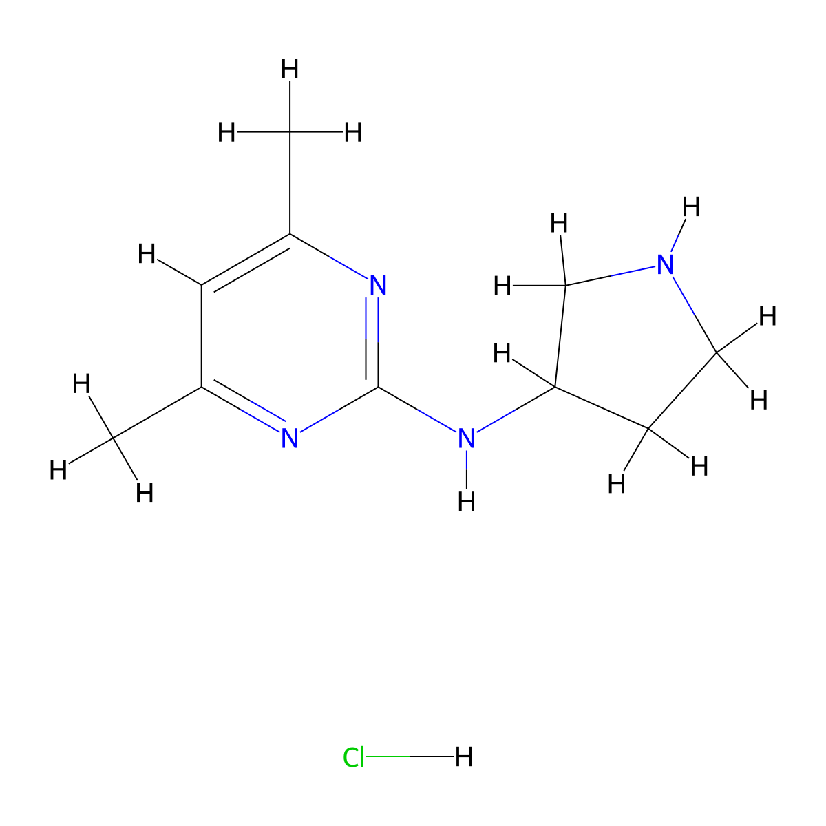 4,6-Dimethyl-N-(pyrrolidin-3-yl)pyrimidin-2-amine hydrochloride molecular structure, CAS 1289387-84-3