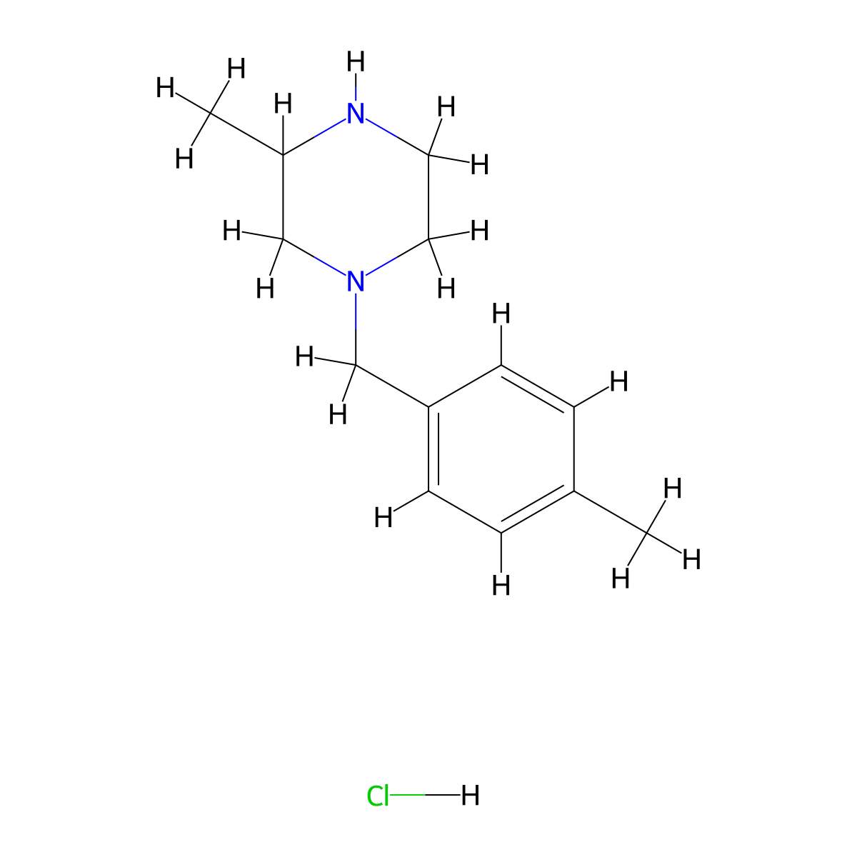 3-Methyl-1-(4-methylbenzyl)piperazine hydrochloride molecular structure, CAS 1289387-88-7