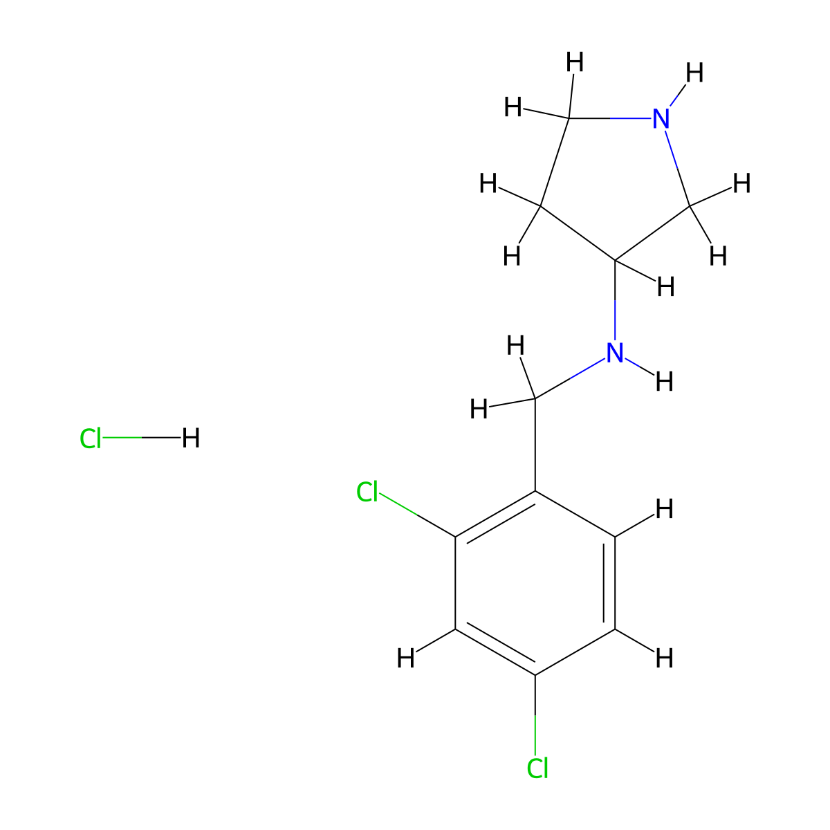 (2,4-Dichloro-benzyl)-pyrrolidin-3-yl-amine hydrochloride molecular structure, CAS 1289388-11-9