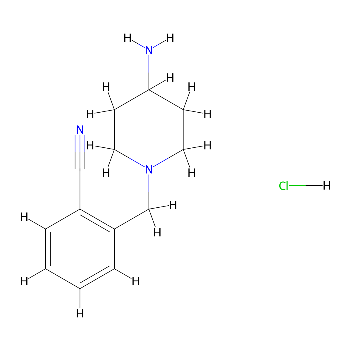 2-((4-Aminopiperidin-1-yl)methyl)benzonitrile hydrochloride molecular structure, CAS 1289388-13-1