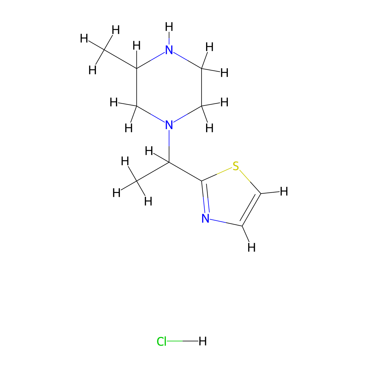 2-(1-(3-Methylpiperazin-1-yl)ethyl)thiazole hydrochloride molecular structure, CAS 1289388-15-3