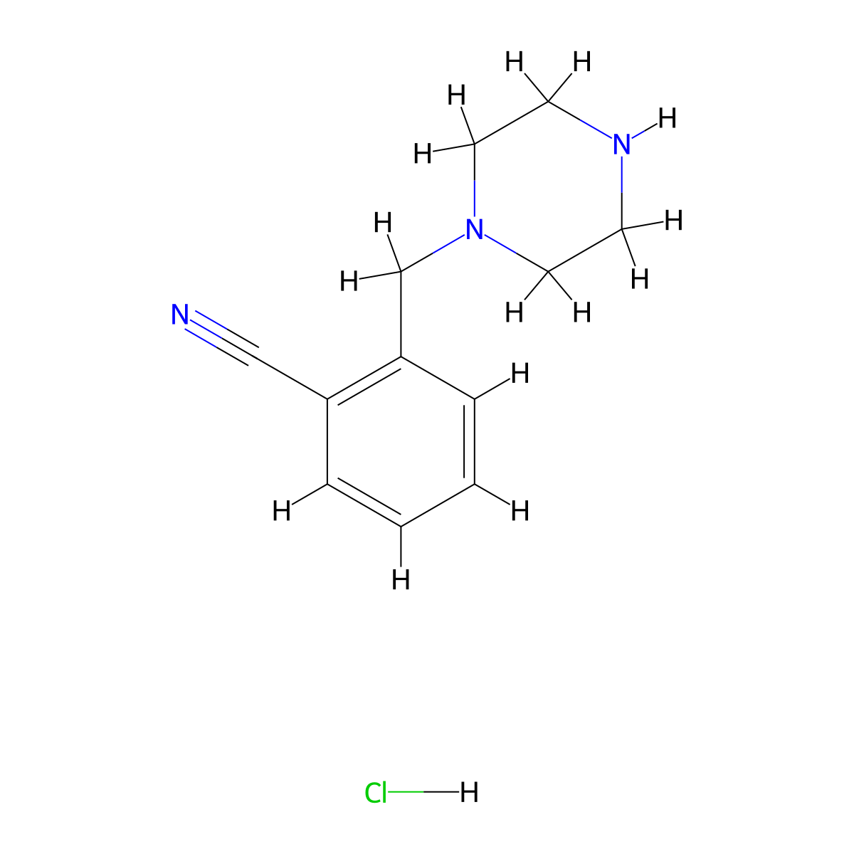 2-(Piperazin-1-ylmethyl)benzonitrile hydrochloride molecular structure, CAS 1289388-18-6