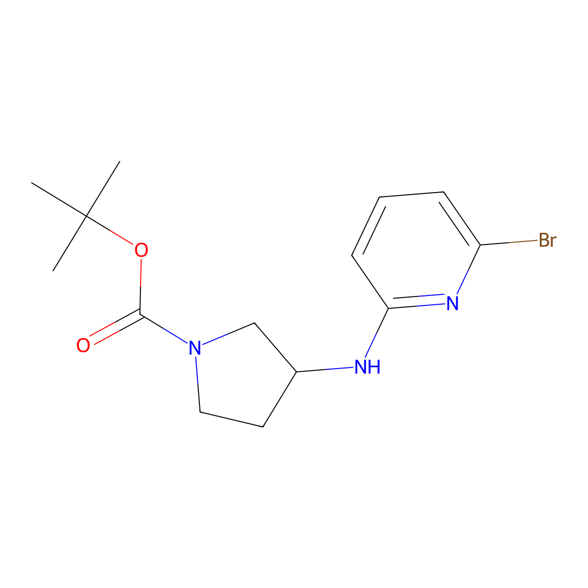 tert-Butyl 3-((6-bromopyridin-2-yl)amino)pyrrolidine-1-carboxylate molecular structure, CAS 1289388-24-4