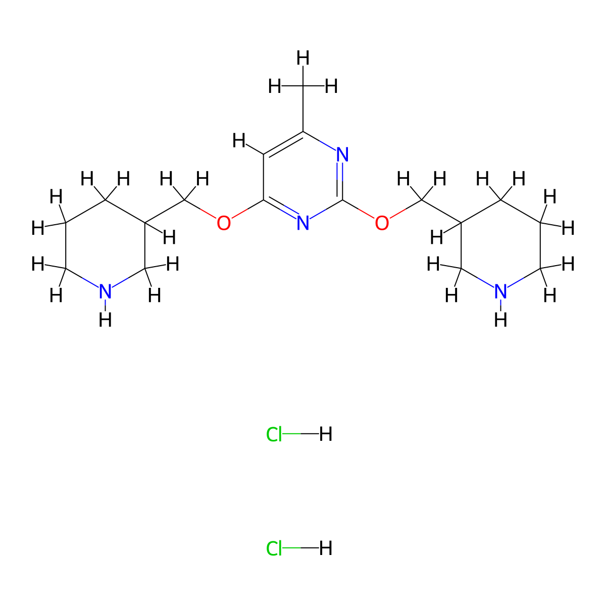 4-Methyl-2,6-bis(piperidin-3-ylmethoxy)pyrimidine dihydrochloride molecular structure, CAS 1289388-29-9