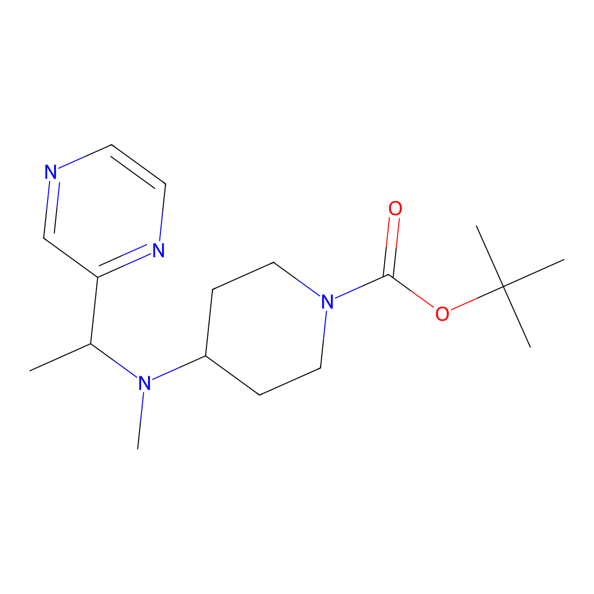tert-Butyl 4-(methyl(1-(pyrazin-2-yl)ethyl)amino)piperidine-1-carboxylate molecular structure, CAS 1289388-31-3