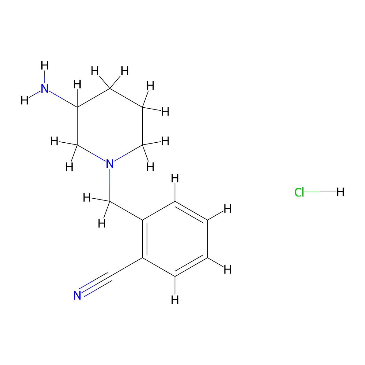 2-((3-Aminopiperidin-1-yl)methyl)benzonitrile hydrochloride molecular structure, CAS 1289388-32-4