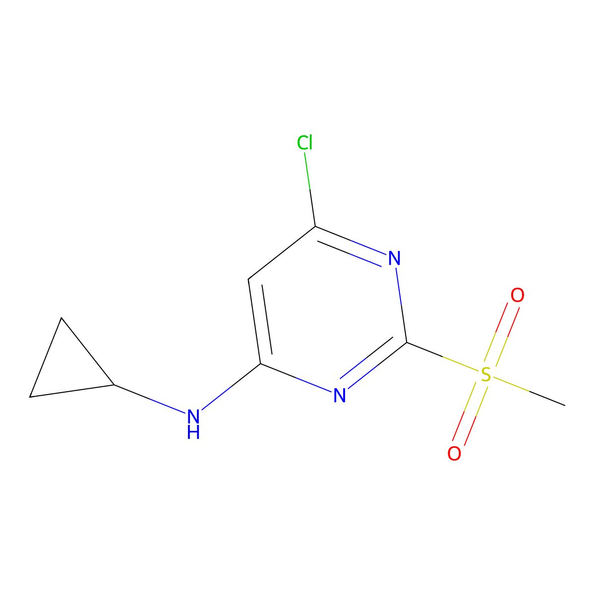 (6-Chloro-2-methanesulfonyl-pyrimidin-4-yl)-cyclopropyl-amine molecular structure, CAS 1289388-38-0