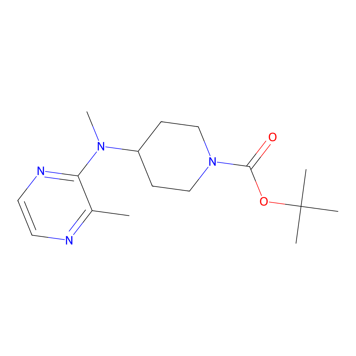 tert-Butyl 4-(methyl(3-methylpyrazin-2-yl)amino)piperidine-1-carboxylate molecular structure, CAS 1289388-48-2