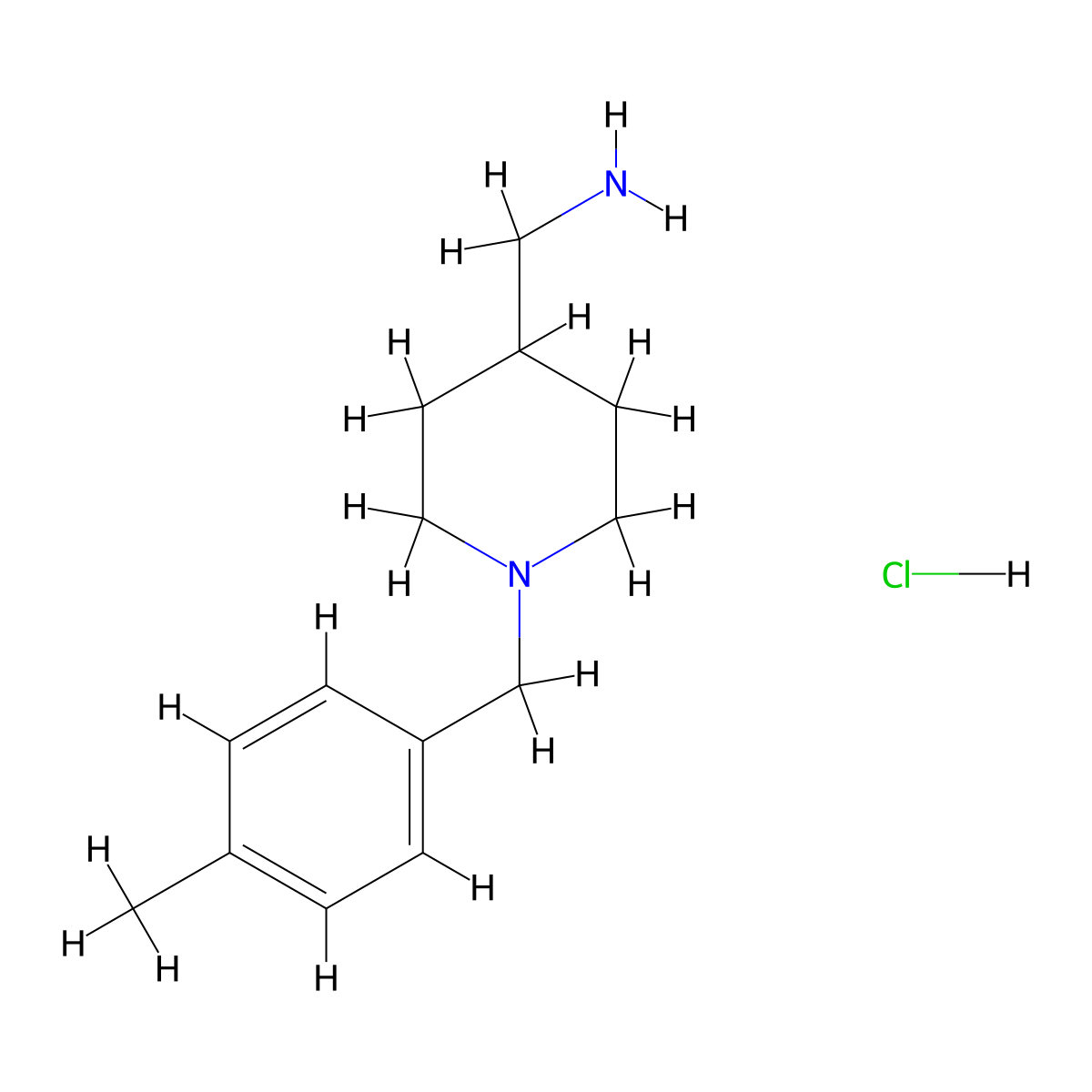 (1-(4-Methylbenzyl)piperidin-4-yl)methanamine hydrochloride molecular structure, CAS 1289388-54-0