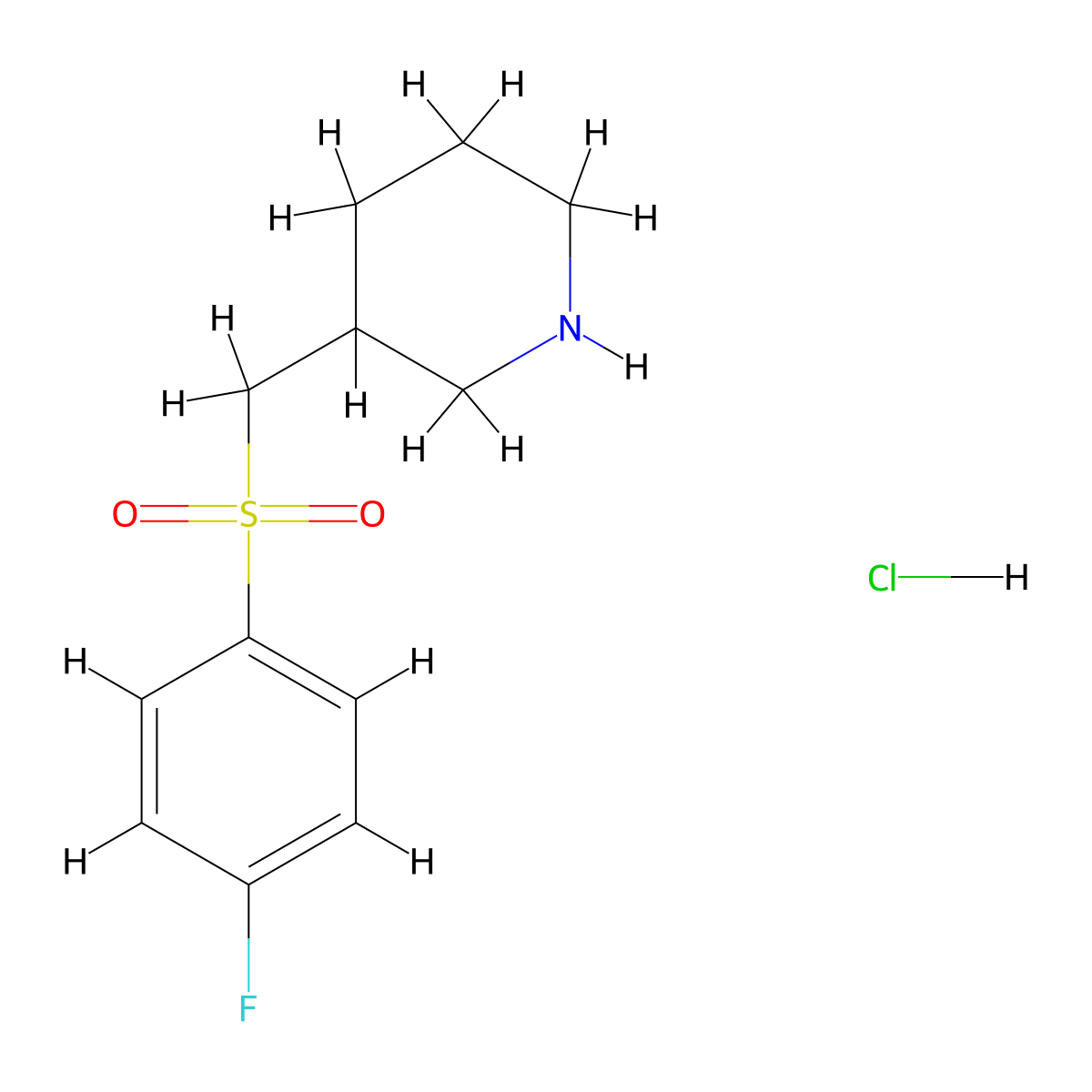 3-(((4-Fluorophenyl)sulfonyl)methyl)piperidine hydrochloride molecular structure, CAS 1289388-58-4