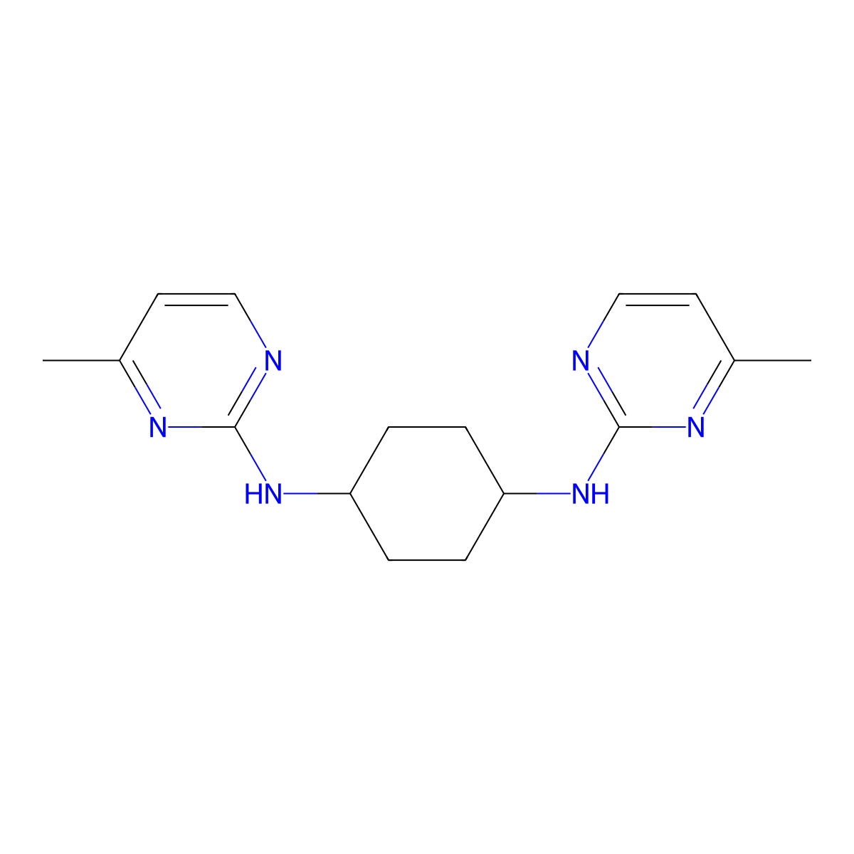 trans-N1,N4-Bis(4-methylpyrimidin-2-yl)cyclohexane-1,4-diamine molecular structure, CAS 1289388-61-9