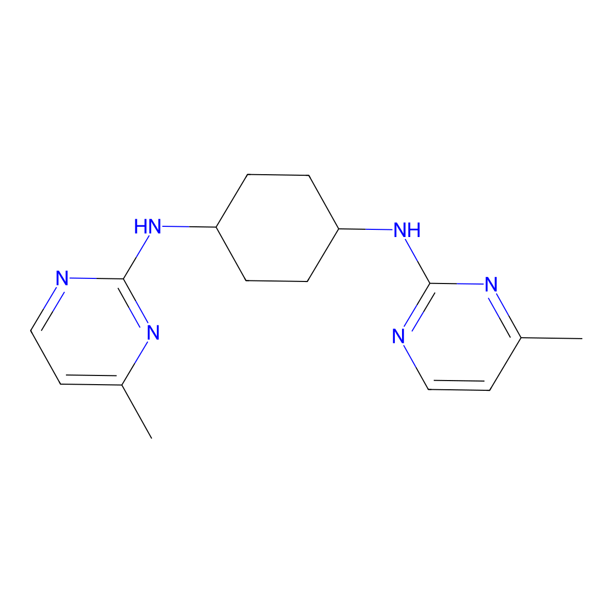 trans-N1,N4-Bis(4-methylpyrimidin-2-yl)cyclohexane-1,4-diamine molecular structure, CAS 1289388-61-9