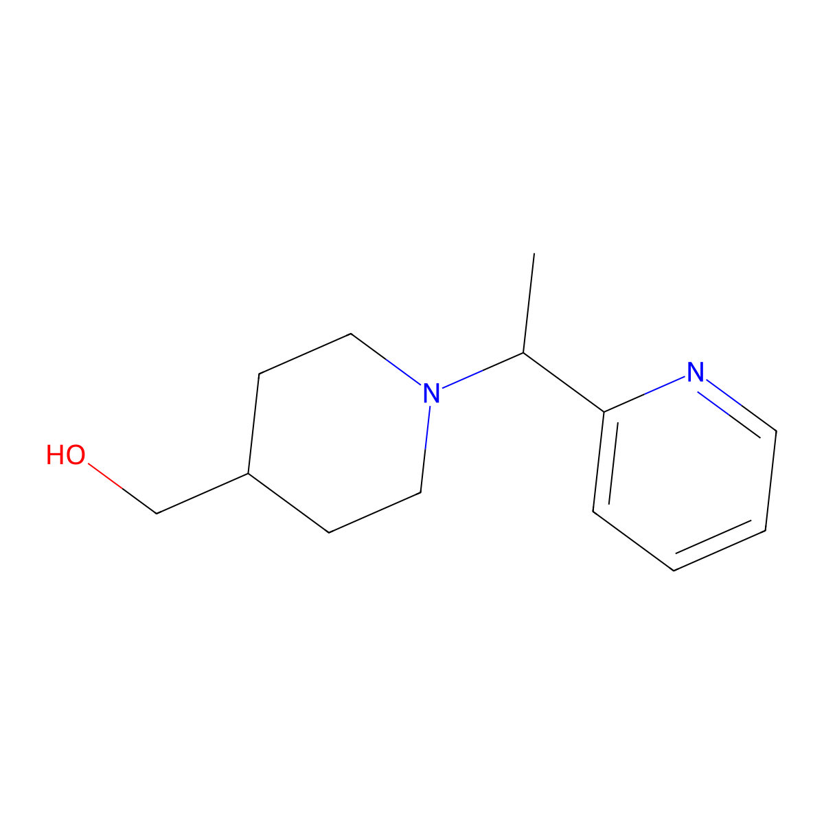(1-(1-(Pyridin-2-yl)ethyl)piperidin-4-yl)methanol molecular structure, CAS 1289388-62-0