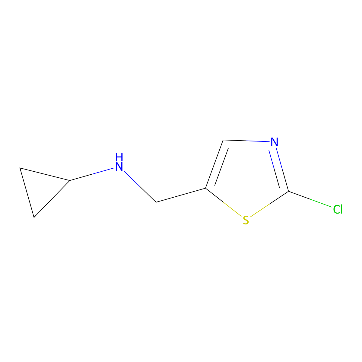 N-((2-Chlorothiazol-5-YL)methyl)cyclopropanamine molecular structure, CAS 1289388-63-1