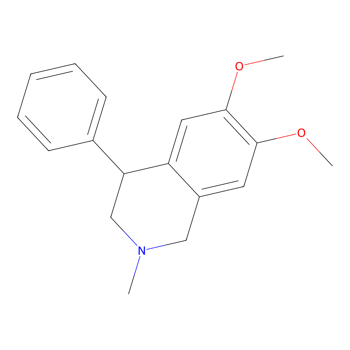 6,7-Dimethoxy-2-methyl-4-phenyl-1,2,3,4-tetrahydroisoquinoline molecular structure, CAS 128942-65-4
