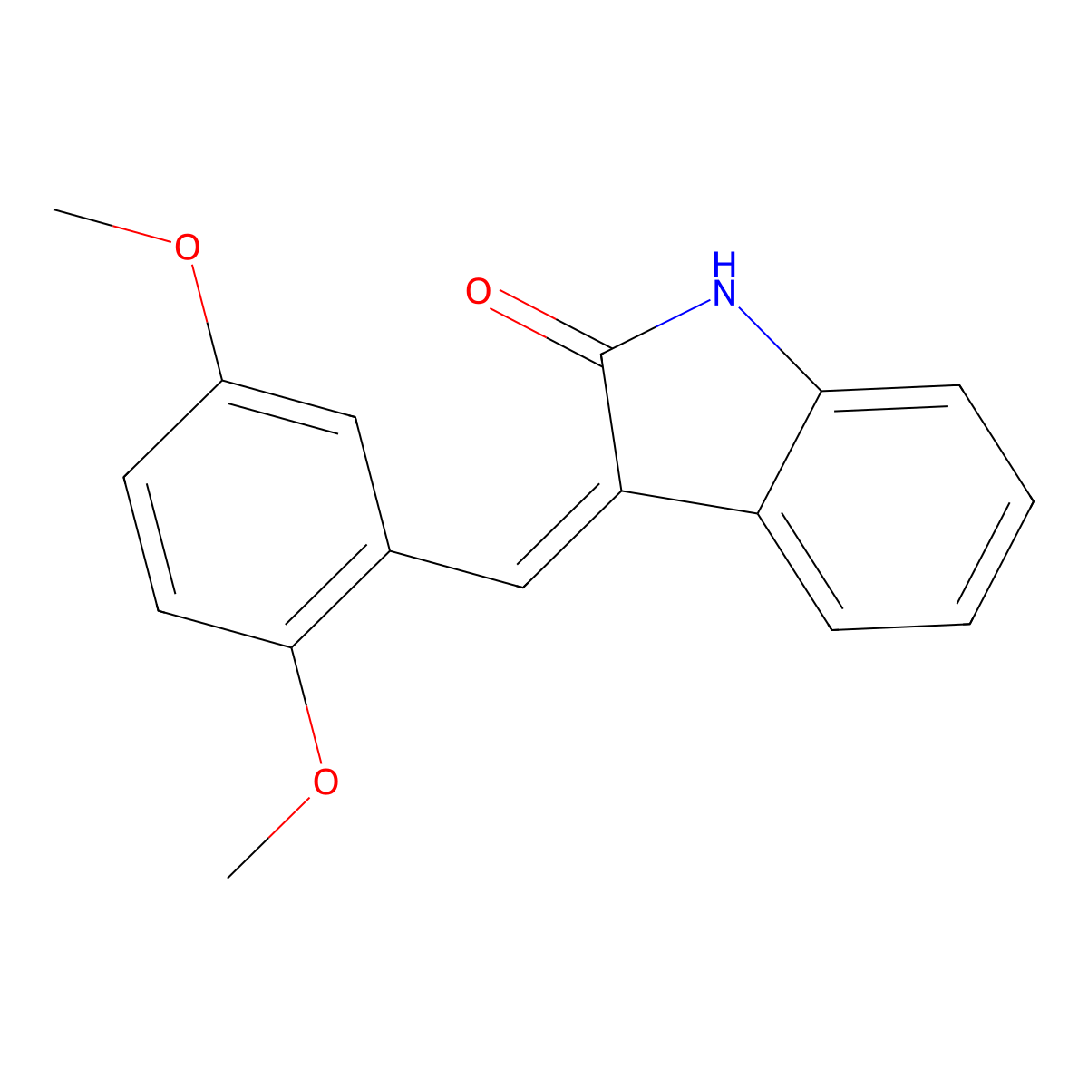 3-(2,5-Dimethoxybenzylidene)-2-indolinone molecular structure, CAS 128943-02-2