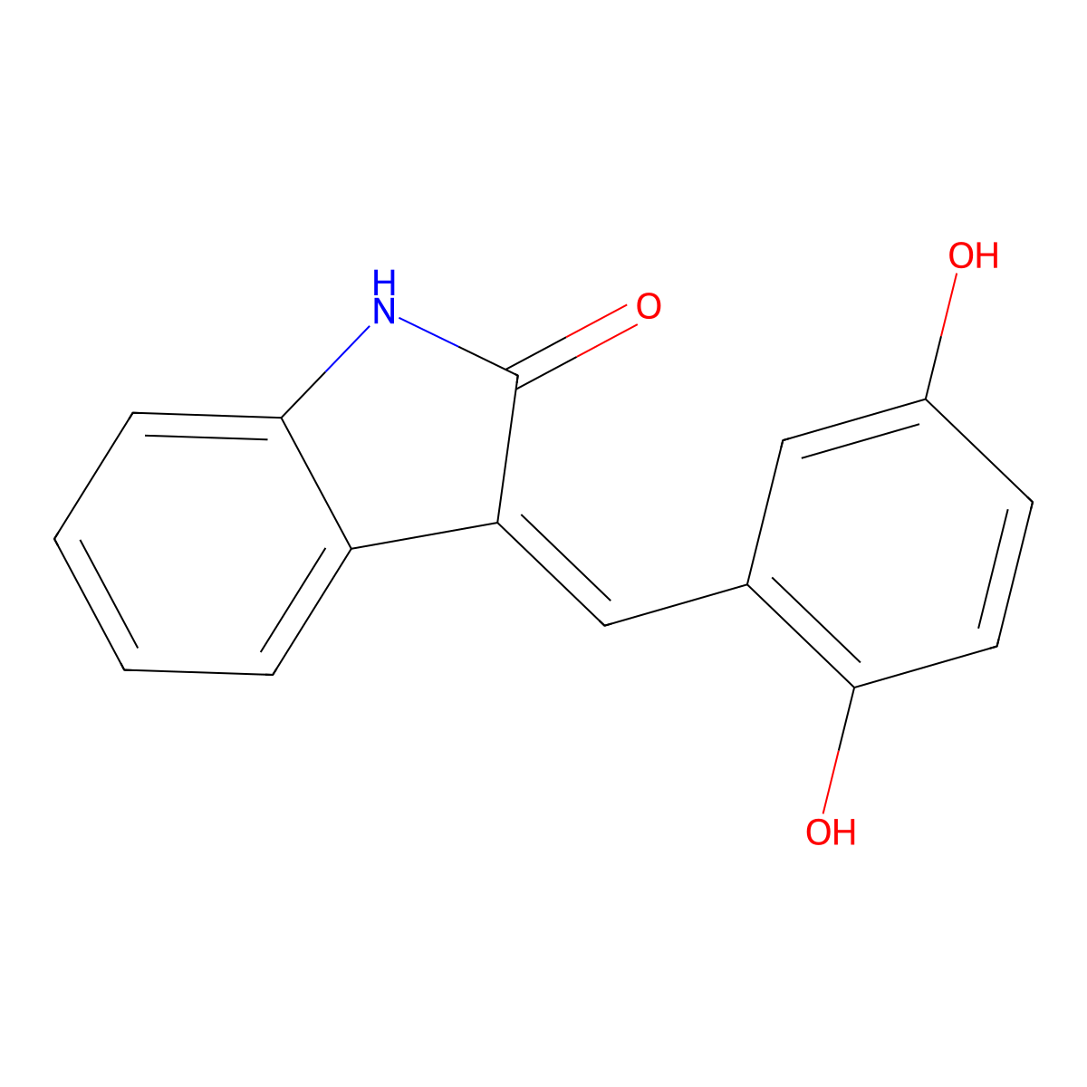 3-[(2,5-dihydroxyphenyl)methylidene]-1H-indol-2-one molecular structure, CAS 128943-03-3