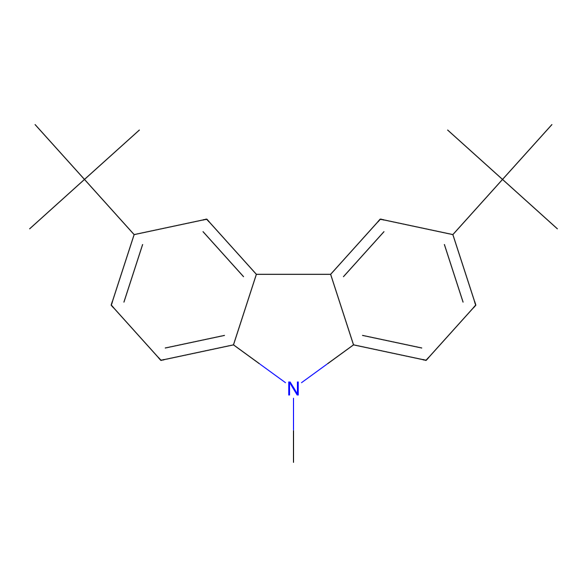 3,6-di-tert-butyl-9-methyl-9H-carbazole molecular structure, CAS 128944-12-7