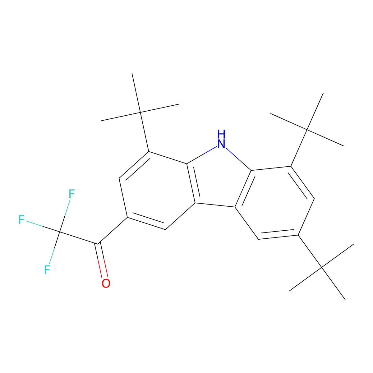 2,2,2-trifluoro-1-(1,6,8-tritert-butyl-9H-carbazol-3-yl)ethanone molecular structure, CAS 128944-17-2