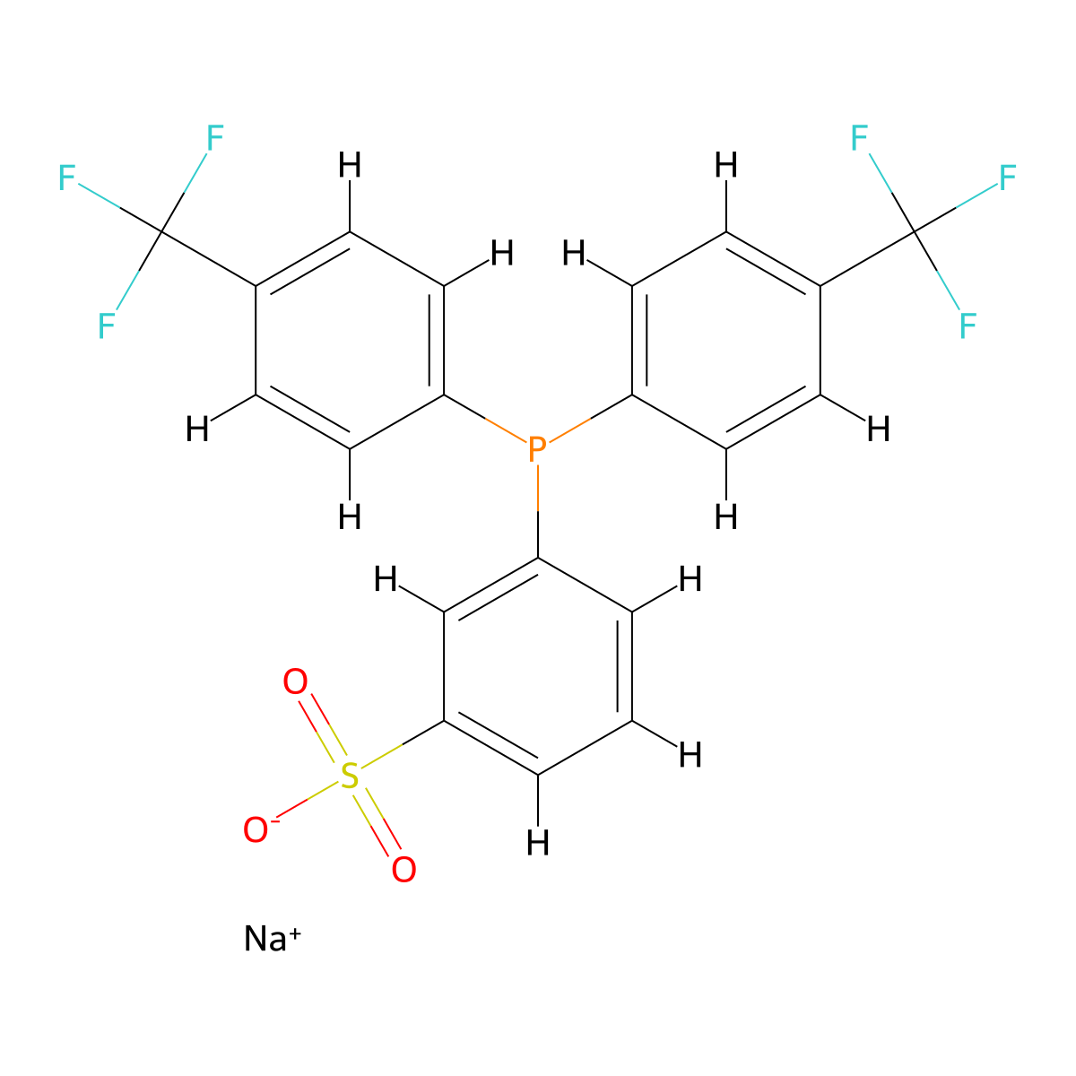 Sodium 3-(bis(4-(trifluoromethyl)phenyl)phosphaneyl)benzenesulfonate molecular structure, CAS 1289463-87-1