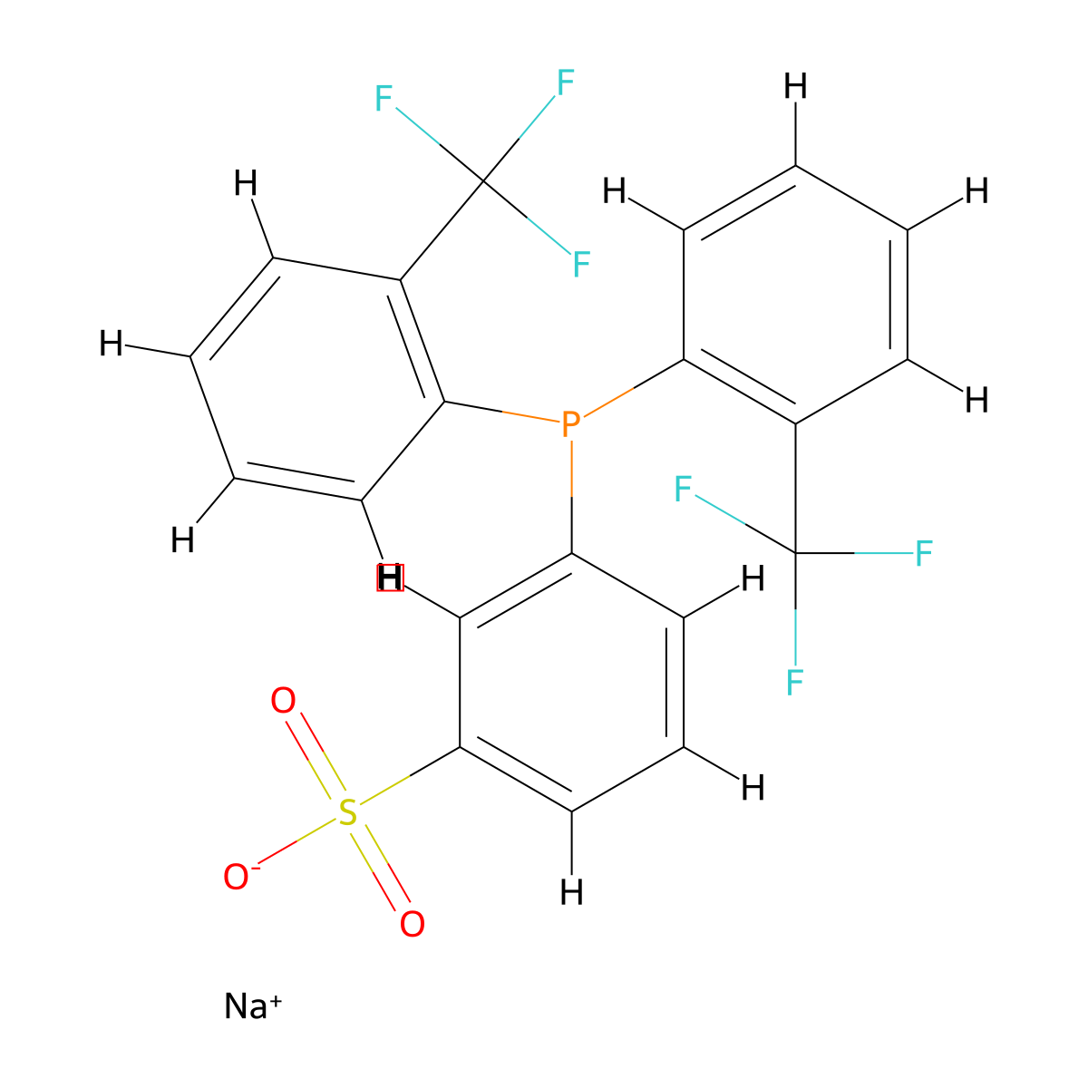 Sodium 3-(bis(2-(trifluoromethyl)phenyl)phosphaneyl)benzenesulfonate molecular structure, CAS 1289463-93-9