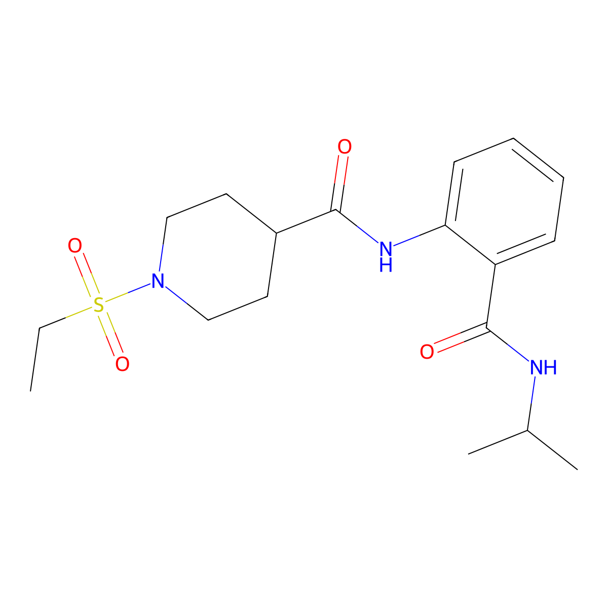 1-(ethylsulfonyl)-N-[2-(propan-2-ylcarbamoyl)phenyl]piperidine-4-carboxamide molecular structure, CAS 1289472-08-7