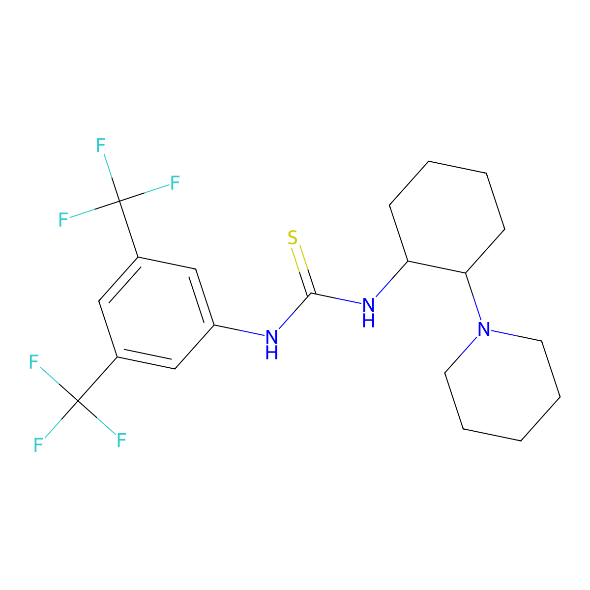 N-[3,5-Bis(trifluoromethyl)phenyl]-N'-[(1R,2R)-2-(1-piperidinyl)cyclohexyl]thiourea molecular structure, CAS 1289514-24-4