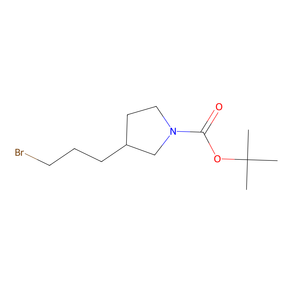Tert-butyl 3-(3-bromopropyl)pyrrolidine-1-carboxylate molecular structure, CAS 1289555-17-4