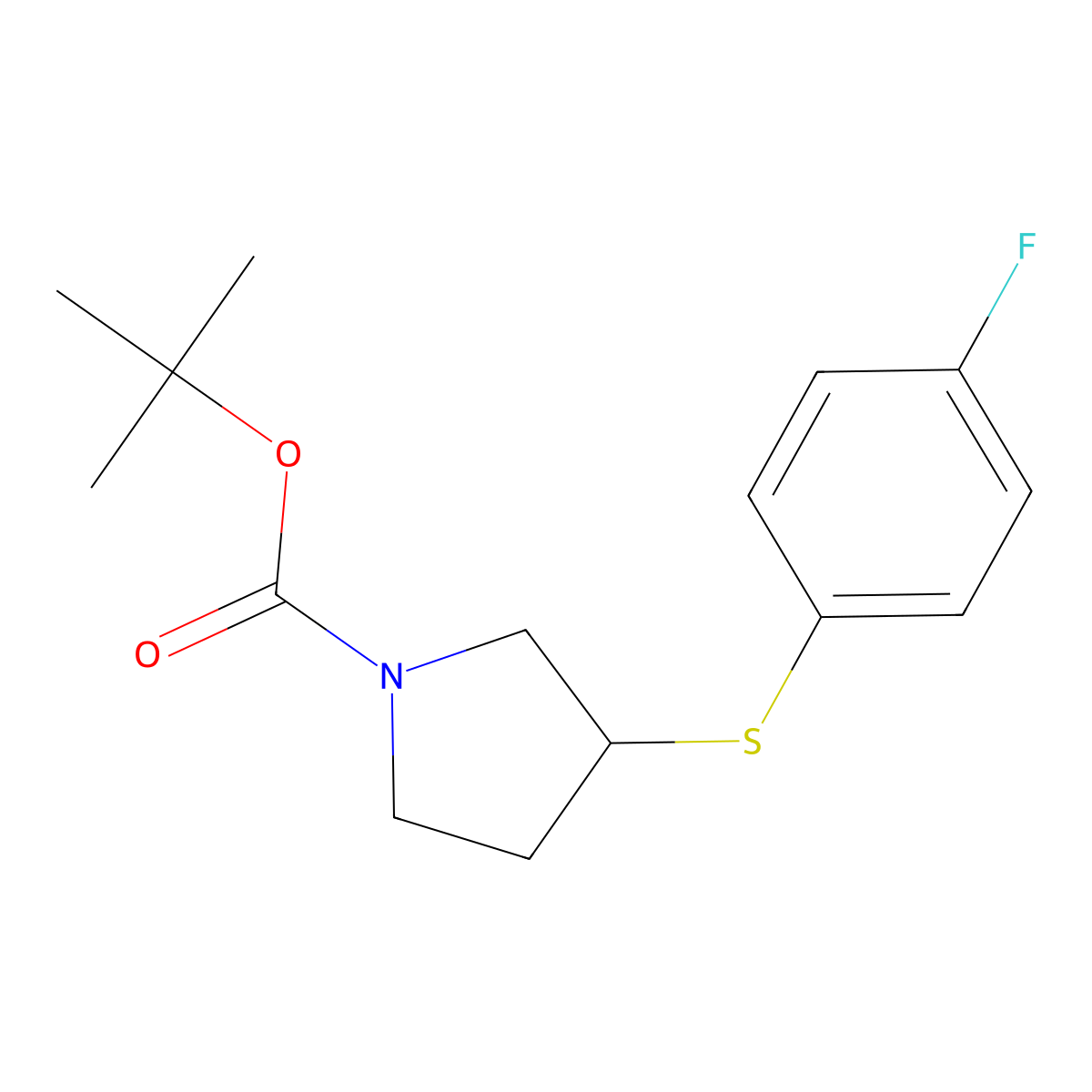 (S)-tert-Butyl 3-((4-fluorophenyl)thio)pyrrolidine-1-carboxylate molecular structure, CAS 1289584-88-8