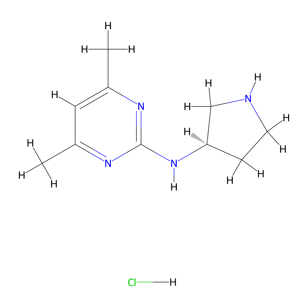 (R)-4,6-Dimethyl-N-(pyrrolidin-3-yl)pyrimidin-2-amine hydrochloride molecular structure, CAS 1289584-90-2