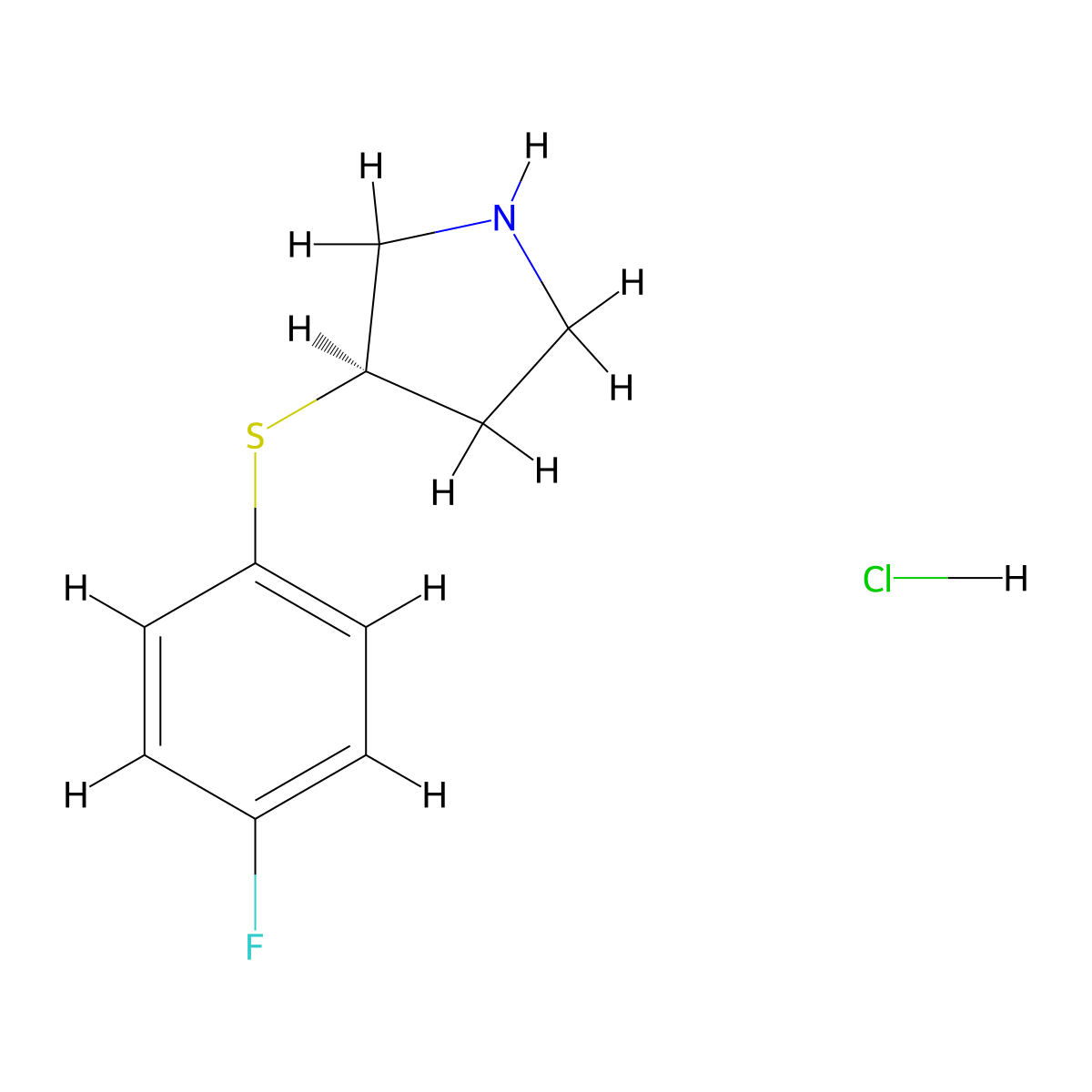 (R)-3-((4-Fluorophenyl)thio)pyrrolidine hydrochloride molecular structure, CAS 1289584-92-4