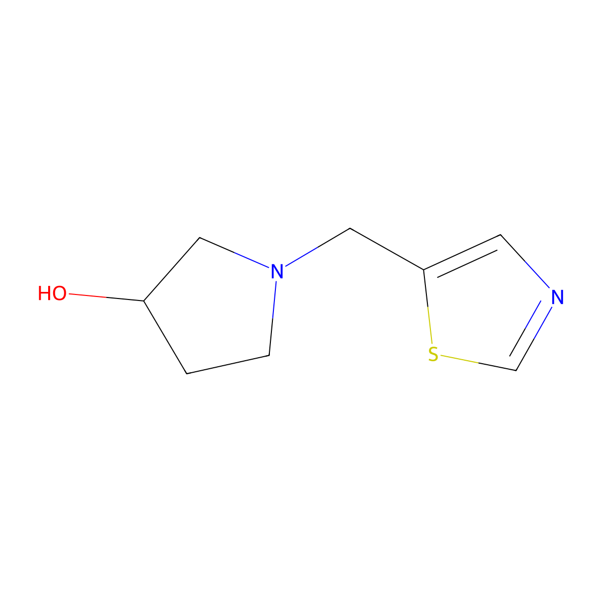 (R)-1-Thiazol-5-ylmethyl-pyrrolidin-3-ol molecular structure, CAS 1289584-98-0