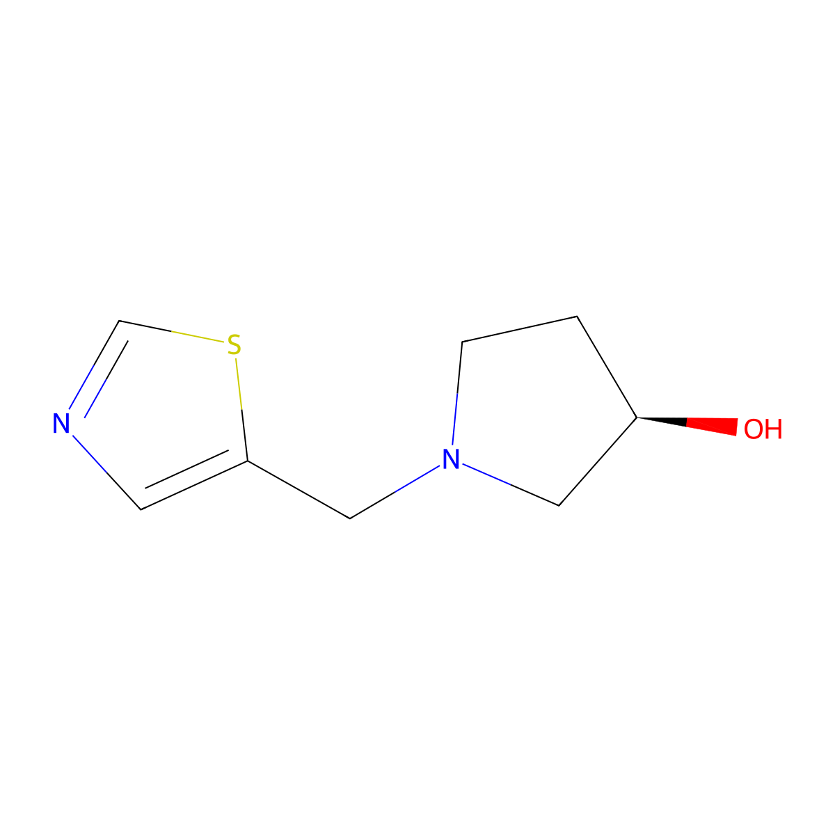 (R)-1-Thiazol-5-ylmethyl-pyrrolidin-3-ol molecular structure, CAS 1289584-98-0