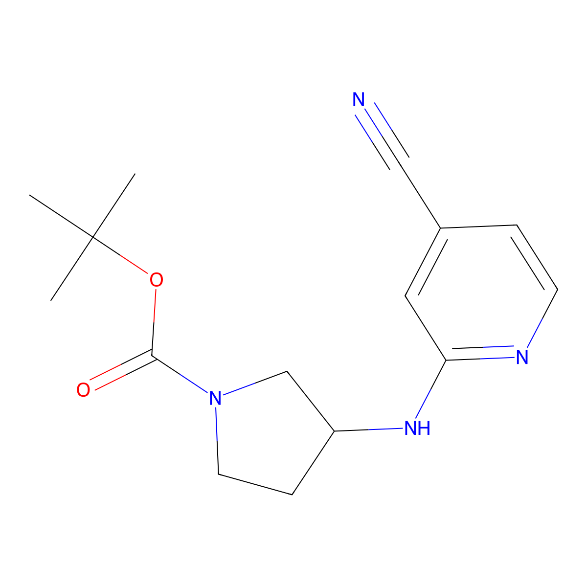 (R)-3-(4-Cyano-pyridin-2-ylamino)-pyrrolidine-1-carboxylic acid tert-butyl ester molecular structure, CAS 1289585-13-2