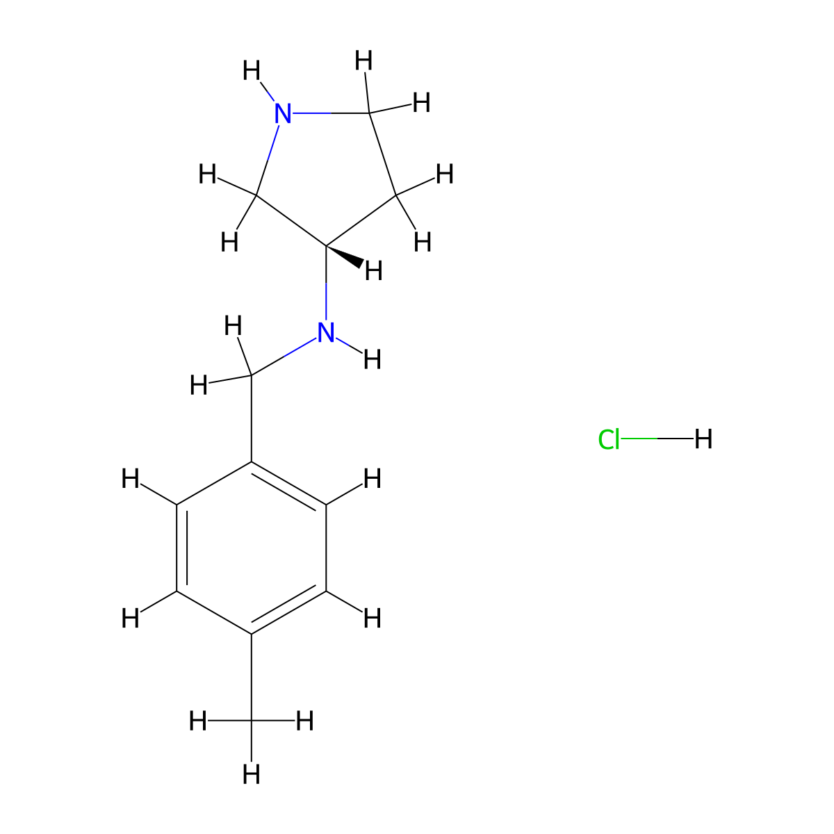 (S)-N-(4-Methylbenzyl)pyrrolidin-3-amine hydrochloride molecular structure, CAS 1289585-18-7