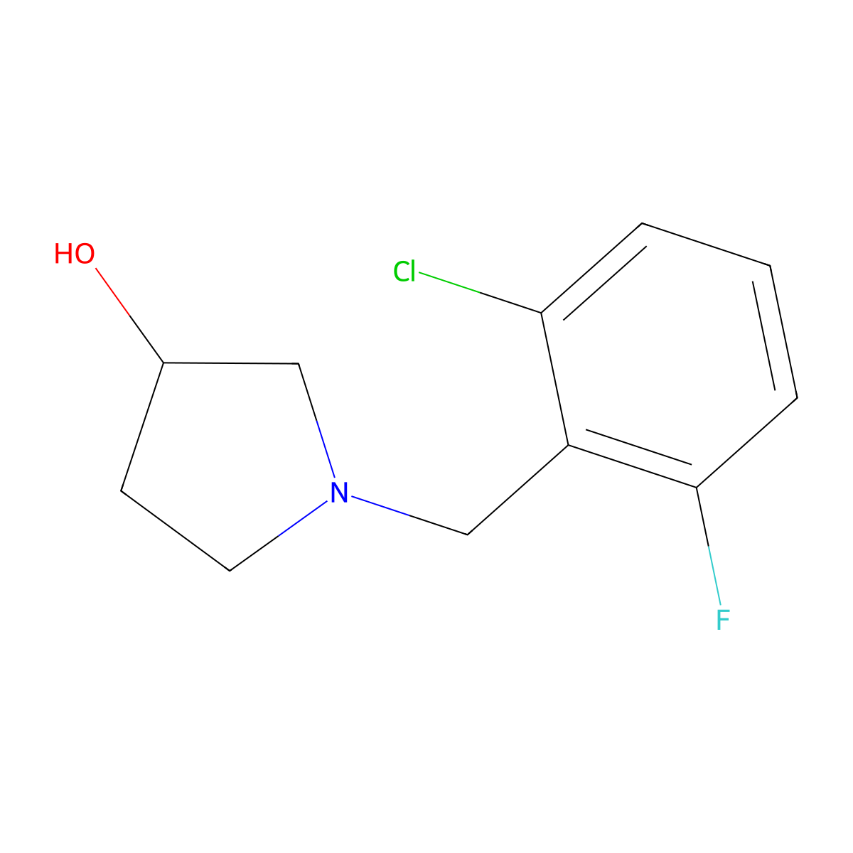 (S)-1-(2-Chloro-6-fluoro-benzyl)-pyrrolidin-3-ol molecular structure, CAS 1289585-19-8