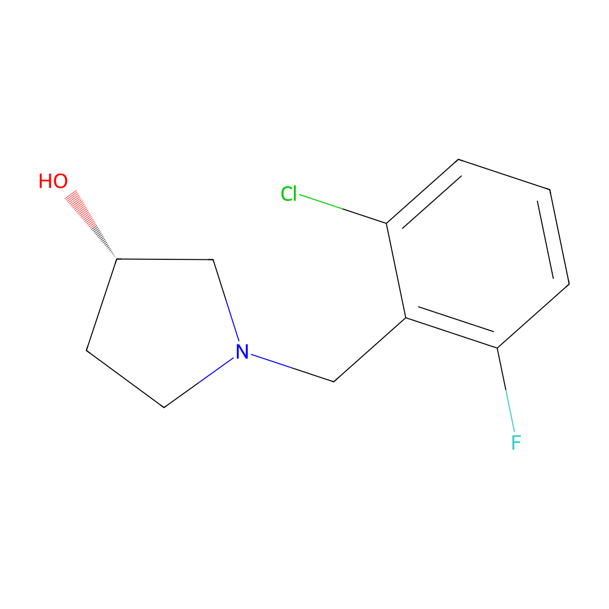 (S)-1-(2-Chloro-6-fluoro-benzyl)-pyrrolidin-3-ol molecular structure, CAS 1289585-19-8
