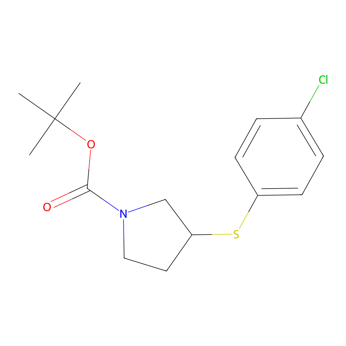 (R)-tert-Butyl 3-((4-chlorophenyl)thio)pyrrolidine-1-carboxylate molecular structure, CAS 1289585-33-6