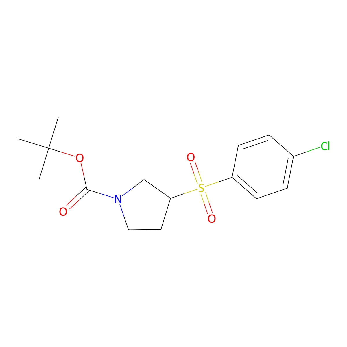 (S)-tert-Butyl 3-((4-chlorophenyl)sulfonyl)pyrrolidine-1-carboxylate molecular structure, CAS 1289585-46-1