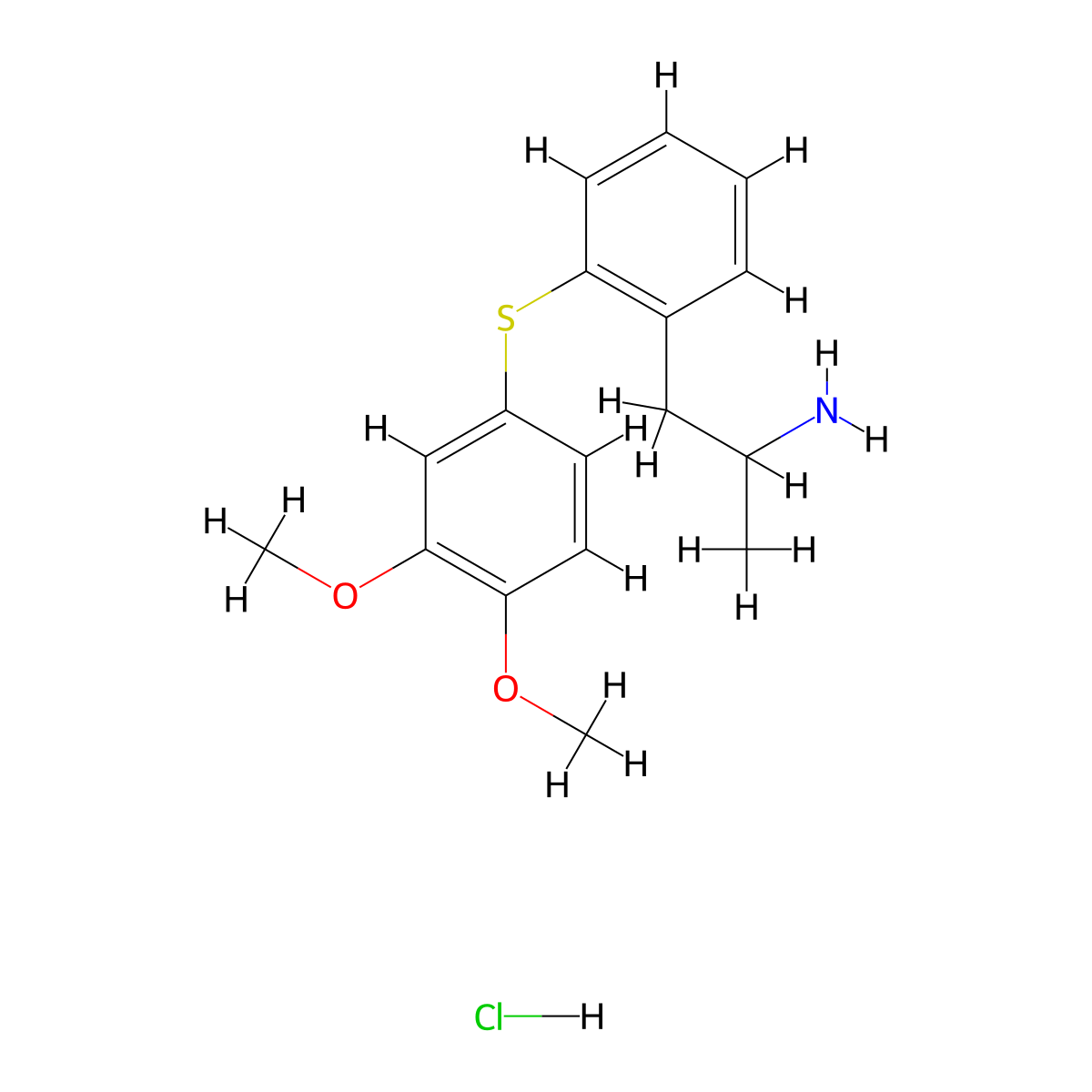 Benzeneethanamine, 2-((3,4-dimethoxyphenyl)thio)-alpha-methyl-, hydrochloride molecular structure, CAS 128959-18-2