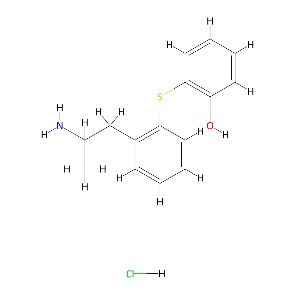 Phenol, 2-((2-(2-aminopropyl)phenyl)thio)-, hydrochloride molecular structure, CAS 128959-31-9