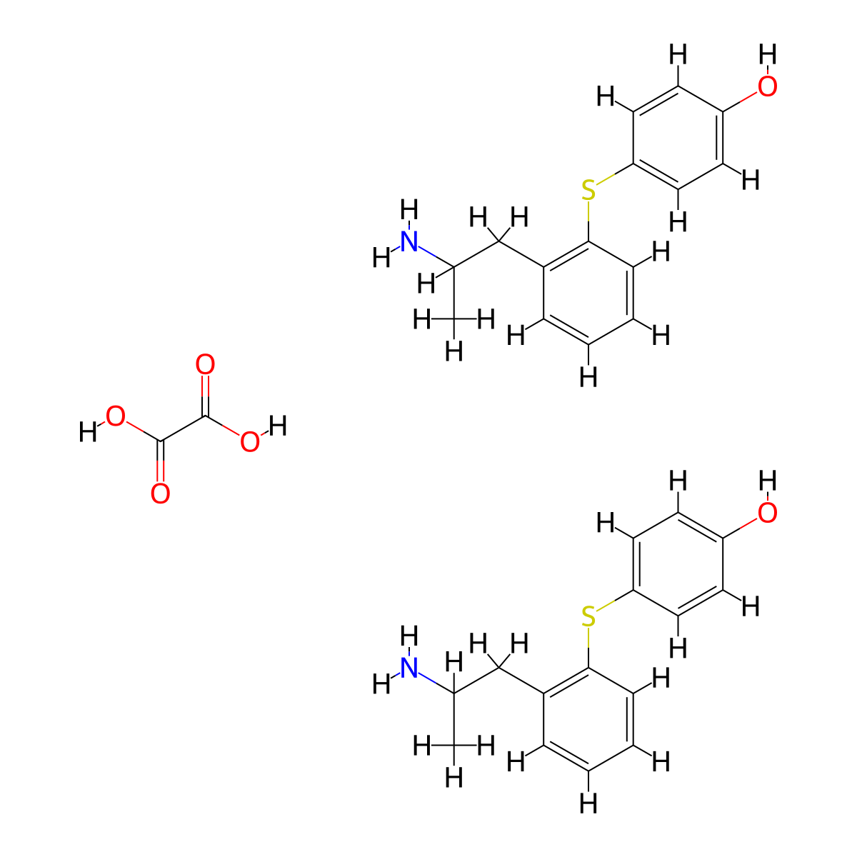 phenol, 2-((2-(2-aminopropyl)phenyl)thio)-, ethanedioate (2:1) (salt) molecular structure, CAS 128959-33-1
