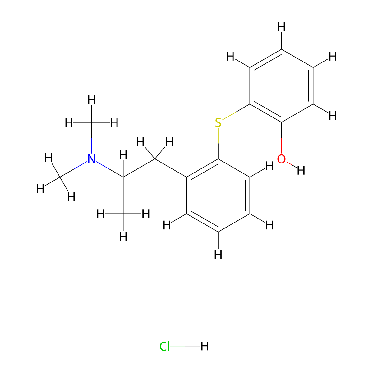Phenol, 2-((2-(2-(dimethylamino)propyl)phenyl)thio)-, hydrochloride molecular structure, CAS 128959-36-4