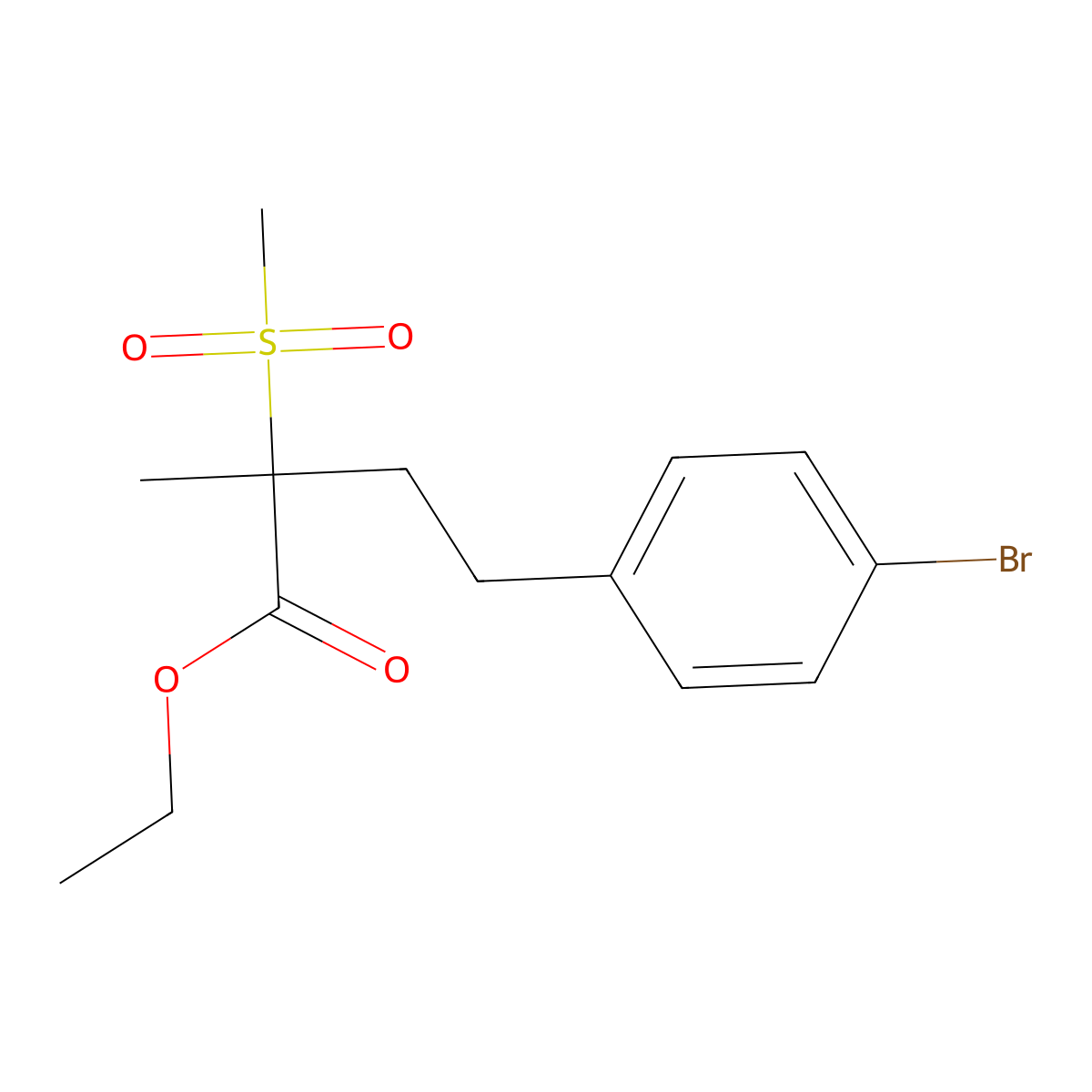 Ethyl 4-(4-bromophenyl)-2-methanesulfonyl-2-methylbutanoate molecular structure, CAS 1289626-07-8